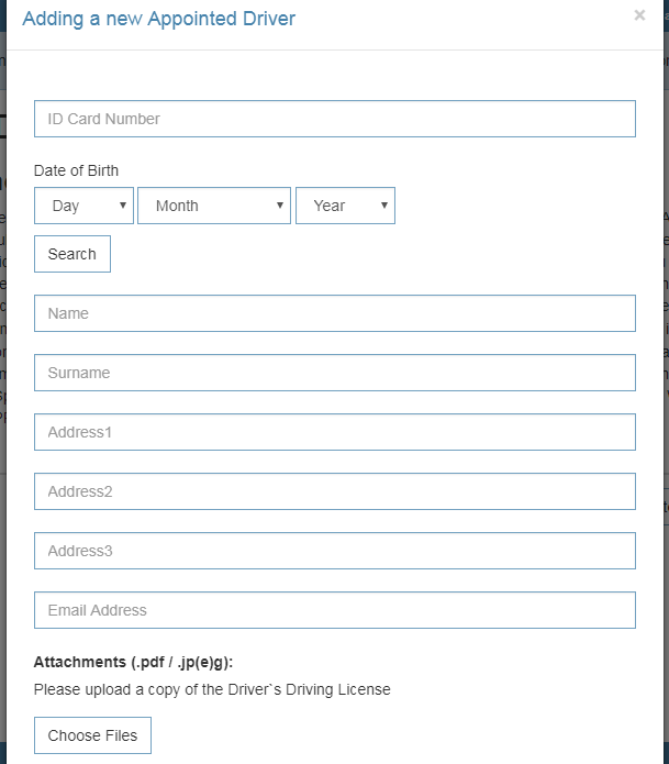 Appointed driver details